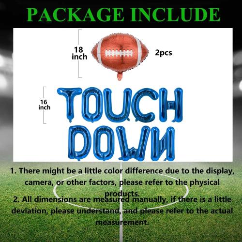 Blue Touchdown Balloons Football Balloons Rugby Birthday Party Balloons Letter Balloon for Football Birthday Party Decoration Sports Ballons Arch Kits Party Balloon Sets-11 PCS