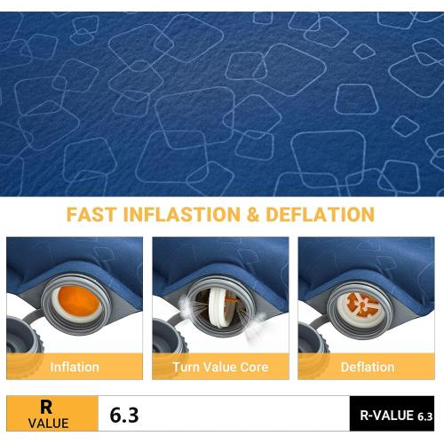 Dark Blue KingCamp Self Inflating Sleeping Pad 3D Inflatable Folding Sleeping Pad, Ultralight Camping Air Mattress for Tent Hiking and Adults,