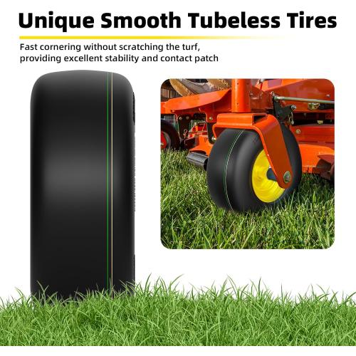 RONPOW 13x5.00-6 Tubeless Lawn Mower Tire, 13x5x6 Zero Turn Turf Tires, 4 Ply Rubber Smooth 13-5.00-6 Garden Tractor Tire for Residential and Commercial, 2Pack Tubeless, Load 450LBs