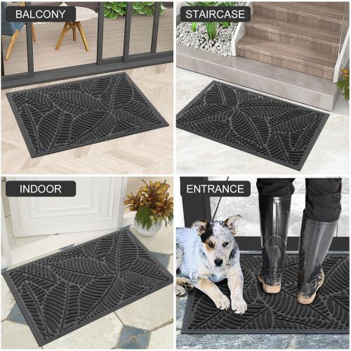Colorxy Waterproof Doormat, Sturdy Natural Rubber Front Indoor Mat, Non Slip Low Profile Indoor Outdoor Door Mats, Stain and Fade Resistant Floor Mat, Easy Clean Patio Entrance Mat, 47x32, Light Grey