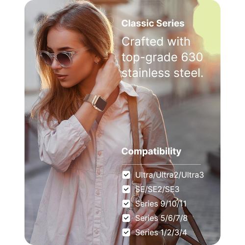 Fullmosa Compatible with Apple Watch Bands 41mm 40mm 38mm 46mm 49mm 45mm 44mm 42mm for Women Men, Stainless Steel Mesh Loop Magnetic Clasp iWatch Band with TPU Case for Apple Watch Series 11 10 9 8 7 6 5 4 3 2 1 Ultra3/2/1, SE3/2/1, 41mm 40mm 38mm Rose Go