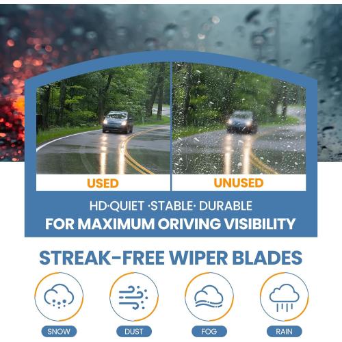 GSPSCN OEM QUALITY 24'' 18'' Premium Original Replacement Windshield Wiper Blades,Quiet and Durable Stable High Performance All-Season Auto Wiper Blades for J Hook (Pack of 2)