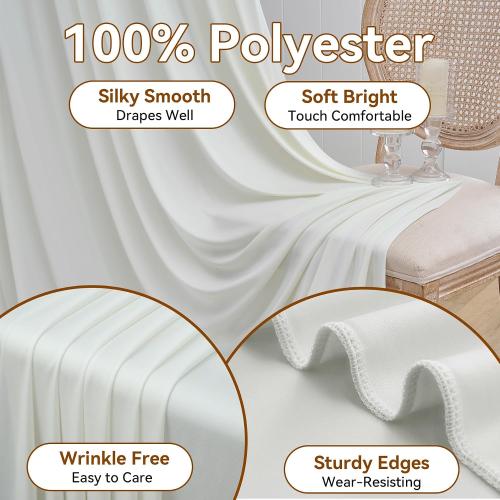 60×12ft Wrinkle Free Ivory Backdrop Curtain for Wedding Parties, 12 Panels 5×12ft Long Soft Silky Polyester Backdrop Drapes Cream Photo Back Drop Curtains for Party Photography Background Cloth