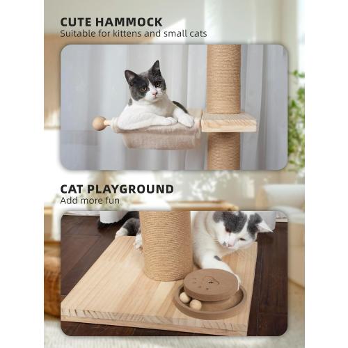 Fantasreen Cat Tree Floor to Ceiling Cat Tower Ajustable Height 97.1-124.4 Inches Tall and 4.5 Inches Thickened Post Large Cat Tree Tower for Indoor Cats Modern