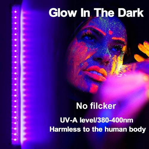 Black Light Bar 10W UV Blacklight Strip for Glow Party: 1ft USB Portable LED Party Supplies for Body Paint Stage Fluorescent Tapestry Poster Halloween Club Bedroom Cabinets Decor Urine Detect 2 Pack