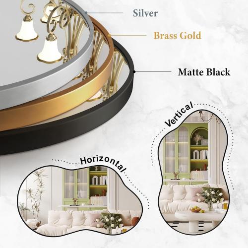 Irregular Wall Mirror - Wall Mirrors Decorative Size 20x36 Black Asymmetrical Mirror Tempered Glass Aviation Aluminum Alloy Frame for Bathroom, Bedroom, Living Room, Cloakroom, Entryway