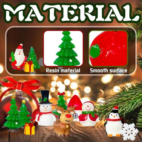 Bvrbaory 42 Pcs Miniature Winter Garden Christmas Ornaments,Resin DIY Mini Christmas Accessories,Miniature Christmas Theme Figurines for Christmas Party Decoration,DIY Mini Christmas Garden Scene