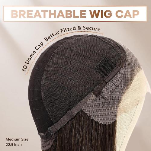 Chocolate Brown Lace Front Wig, 13x4 Synthetic Lace Wigs Pre Plucked 26inch Long Straight Glueless Dark Brown Wig For Black Women Beginner Friendly Suitable For Everyday Wear