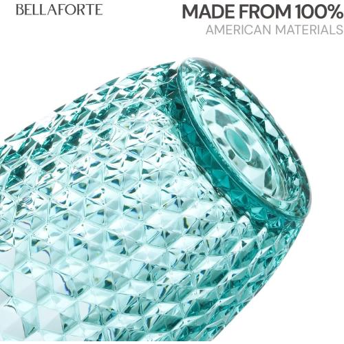 BELLAFORTE Shatterproof Tritan Plastic Short Tumbler, Set of 4, 12 oz - Laguna Beach Drinking Glasses - Unbreakable Glasses for Indoor and Outdoor Use - BPA Free - Blue
