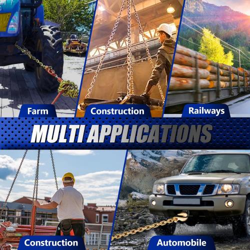 3/8 Chain Trailer Chains with Hooks, Grade 80 Tow Log Chain 7100 lbs Working Load for Truck Farm Construction(3/8 in x 10FT)