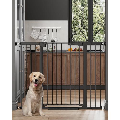 Cumbor 36 Extra Tall 29.7-51.5 Baby Gate for Stairs, Easy Walk Through Dog Gates for Doorways Extra Wide, Pressure Mounted Tall Pet Gate Indoor, Safety Auto-Close Child Gate for Kids, Black