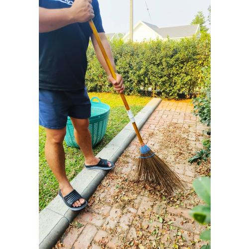 Size 61 inch Natural Coconut Leaf Broom - 61 Inch, Multi-Surface Outdoor Broom - Sweeps Snow & Wet Leaves - Sturdy Bamboo Handle - Asian Heavy Duty