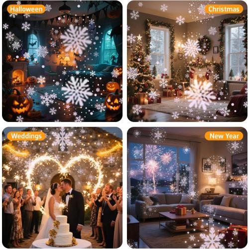 Christmas Projector Lights Outdoor, Snowflake Lights Night, Christmas Dynamic Snow Lamp Projection, Xmas Holiday Indoor Party Decor, Waterproof Snow Flake Projector Light Home Decorations