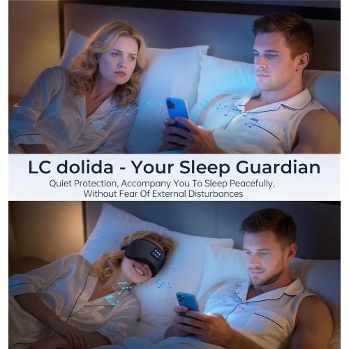 LC-dolida Bluetooth Sleep Mask with White Noise，Sleep Headphones,Bluetooth Wireless Music Eye Mask, Ideal for Travel, Night Work, Napping, Side Sleeping and Office Use for Both Men and Women(Grey)