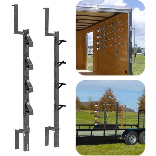 4 Place Weedeater Racks for Trailer, Weed Eater Rack for Open Trailer and Enclosed Trailer Trimmer Rack Holder with 4 Individual Locks Landscape Equipment Organization Storage Rack