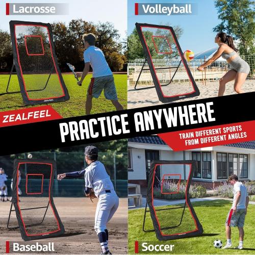 ZEALFEEL Lacrosse Rebounder, 4x7FT/4x6FT Volleyball Rebounder for Backyard with 5 Rebound Angles, Target Strip, Lacrosse Rebound Net Perfect for Lax Baseball Volleyball & Soccer Practice