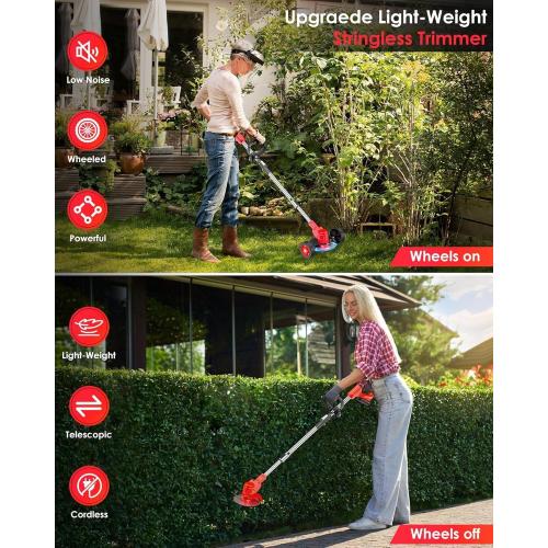 Electric Weed Wacker, Cordless 3 in 1 Weed Eater Battery Powered, Foldable 2.0Ah Battery Operated Stringless Grass Trimmer, Lawn Edger,Adjustable Height Electric Mower for Garden‼️incomplete‼️