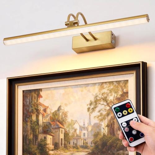 RAIFOOLLY Picture Light, Picture Lights for Wall Cordless, 20inch Picture Lights with Timer and Dimmable, 5000mAh Battery Wall Lights for Display Gallery Painting Art Frame Portrait