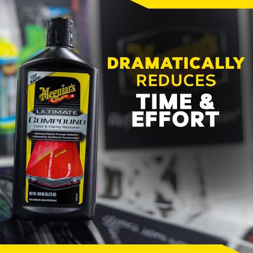 Meguiar's Ultimate Compound - Pro-Grade Car Scratch Remover, Paint Correction Compound That Removes Defects While Adding Gloss and Shine, Single Stage and Clear Coat Scratch Remove, 15.2 Oz