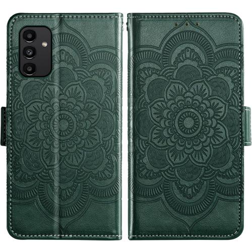 Asuwish Compatible with Samsung Galaxy A13 5G Wallet Case and Tempered Glass Screen Protector Flip Credit Card Holder Stand Cell Phone Cover for Gaxaly A 13 G5 2022 13A A135G SM A136U Women Dark Green