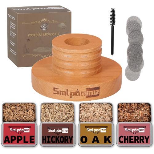 Cocktail Smoker Kit, Old Fashioned Smoker Kit for Bourbon Whiskey Drink, Smoker Infuser Kit with 4 Flavors Wood Chips, Birthday Father's Day Gifts for Husband, Men, Dad