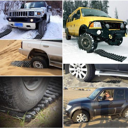 Reliancer 2PC Traction Tracks Mats TPR 31.5 L Tire Recovery Track Pad Roll Car Vehicle Tyre Traction Boards Tire Ladder Track Grabber Auto Emergency Traction Aid w/Bag for Off-Road Mud Snow Ice Sand