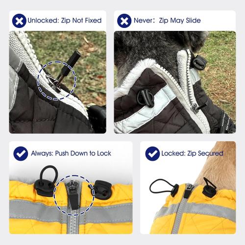 FUAMEY Dog Coat for Small Dogs,Waterproof Dog Winter Jacket with Harness Built in Puppy Cold Weather Coats Reflective Pet Vest with Zipper Warm Fleece Dogs Snowsuit Windproof Black S