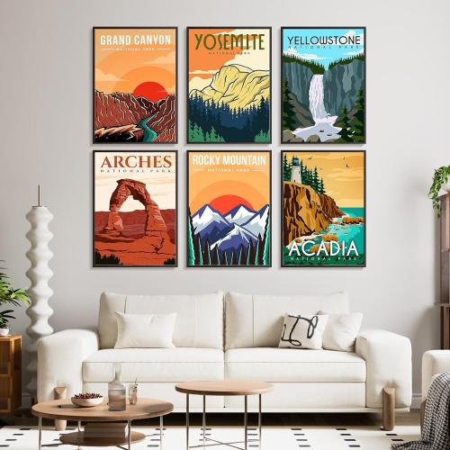 6 Pack Paint by Numbers Kit for Adults Beginners - 10x14 Inch National Park Adult Paint by Number Kits on Canvas, DIY Acrylic Oil Number Painting Kits for Adults, Perfect for Gift Home Decor