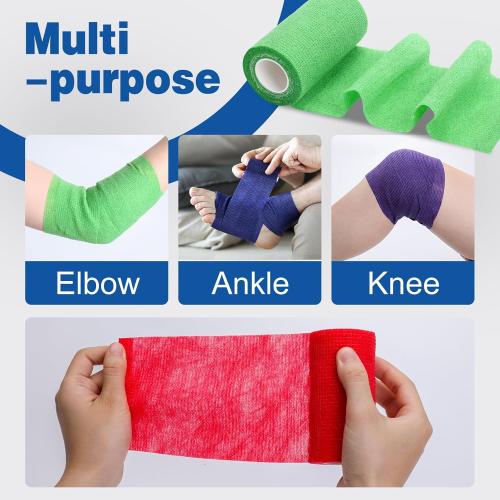 AZEN 9 Pack Self Adhesive Bandage Wrap, 4 X 5 Yards Elastic Cohesive Bandage Wrap, Color Athletic Tape, Tattoo Grip Tape Wrap, Vet Wrap, Ankle Tape