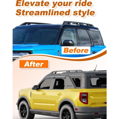Low Profile Window Rain Guards Fit for Ford Bronco Sport 2021-2026 Rain Guard Window Deflectors Extra-Thick Side Window Visors Vent Shades Tape-on Vent Visors Car Accessories 4-PCS