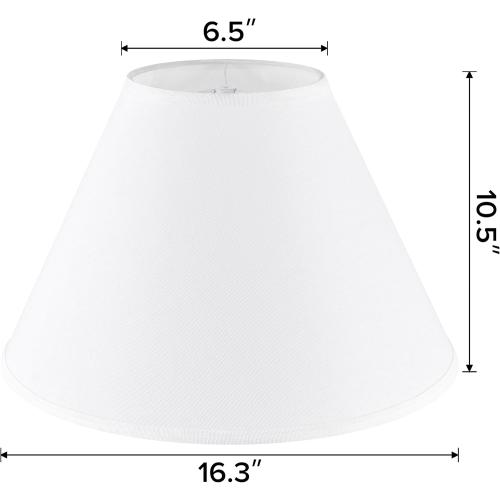 GO&SO Large Empire Lamp Shades Set of 2,6.5 x 16.3 x 10.5,White Fabric | Modern Lamp Shades For Table Lamps,Floor Lamps Replacement,Spider Fitter,Assembly Required