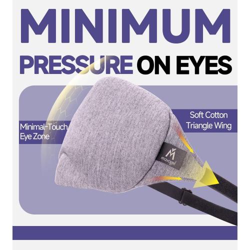 Mavogel Cotton Sleep Eye Mask - Updated Design Light Blocking with Adjustable Nose Bridge, Soft and Comfortable Night Eye Mask for Men Women, Eye Blinder for Shift Work, Includes Travel Pouch, Grey