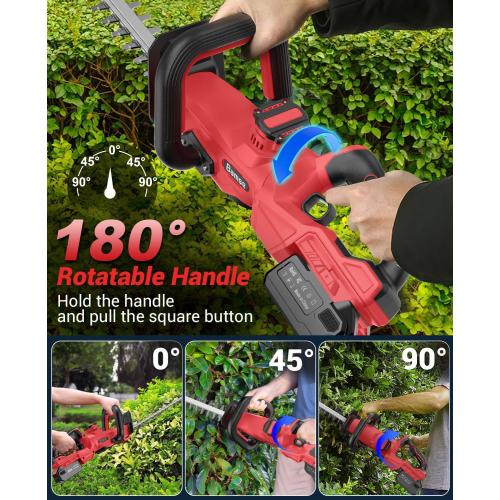 Hedge Trimmer Cordless, 21V Electric Hedge Trimmer with 4000mAh Rechargeable Battery, 14 Dual-Action Blades, 180° Adjustable Branch Cutter, Blade Cover for Hedges, Bush, Branches, Shrubs, Twigs