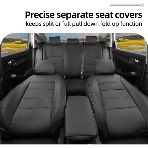 Lolcar Custom Fit Civic Seat Cover Full Set for Honda Civic (Sedan 2022 2023 2024 Touring)&(Sedan 2025-2026 Sport Touring),5-Seats Full Set,Leather Seat Protector (Black)