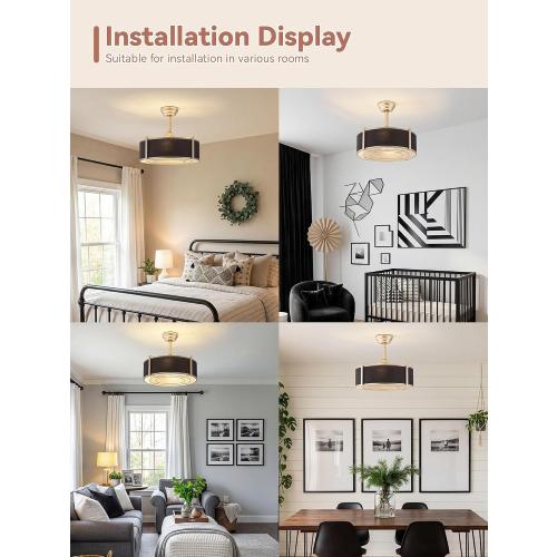 20 inch Fandelier Ceiling Fan with Light, Boho Chandelier Ceiling Fan with Light Remote Control, Caged Enclosed with 6 Speeds for Bedroom, Living Room, Foyer, Nursery