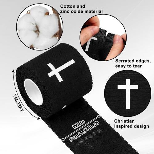 MiniInflat 2 Pcs Christian Cross Athletic Tape, Black, Crosses