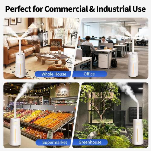 Humidifier for Large Room-6.3Gal Cool Mist, Top Fill,3000ft²,Beige | Commercial Humidifier with 4X Atomizers,1500mL/h Mist Output with Auto Mode,40H Runtime,Quiet Humidifiers for Bedroom & Plant
