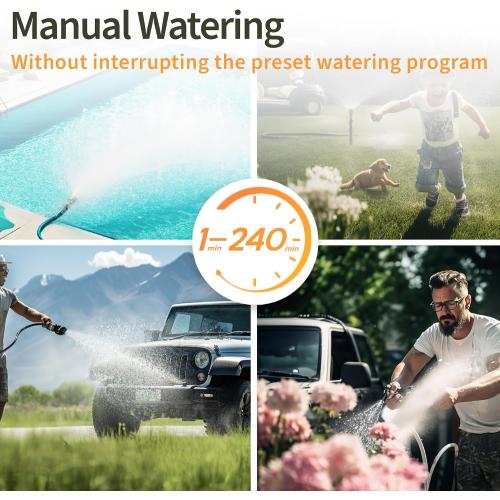 Diivoo Sprinkler Timer 2 Zone, Programmable Water Hose Timer 2 Outlet for Garden, Outdoor Automatic Irrigation System IPX5 Waterproof with Rain Delay/Manual for Lawn, Yard, Pool
