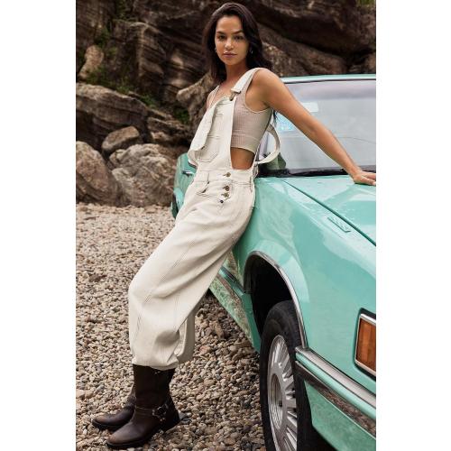 Size M ReachMe Womens Casual Adjustable Bib Overalls Classic Wide Leg Jumpsuits Vintage Barrel Overalls Baggy Pants with Pockets