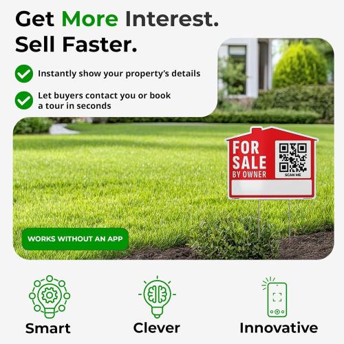 19×14 For Sale by Owner Sign (3-Pack) - Weatherproof, Double-Sided | Corrugated Plastic | Stakes & QR App Included