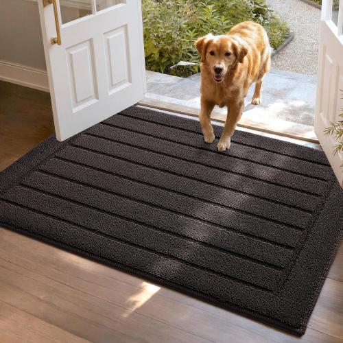 Color&Geometry Large Door Mat Indoor Entrance 36x59 Non Slip Dirt Trapper, Absorbent Doormat, Washable Rug for Entryway, Low Profile, Easy Clean Patio Porch, Brown, (Rolled-up NO Creases)