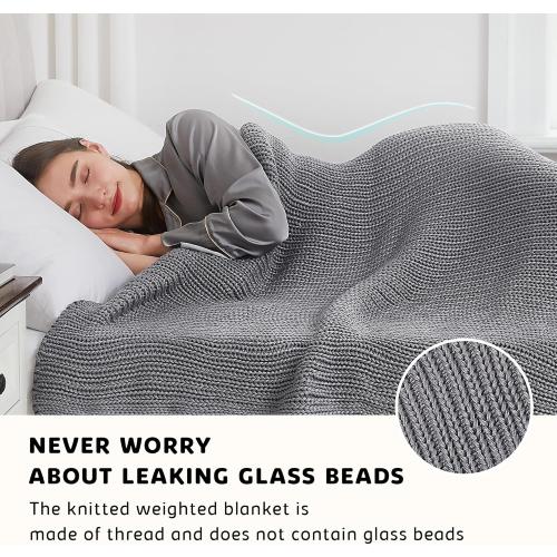 L'AGRATY Knitted Weighted Blanket - 60x80 15lbs Cooling Chunky Knit Heavy Blanket for Adults Braided Crochet Throw Thick Cable Yarn Knit Decorative Blanket No Beads Evenly Weighted Machine Washable