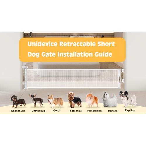 2 Packs Retractable Short Dog Gate - Small Puppy Mesh Safety Pet Gates Doggy Door for Doorways Stairs Kitchen Hallways Indoor, 14 Tall, Extends up to 59 Wide, White