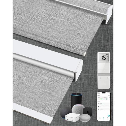 Kincmo Motorized Blinds with Remote,100% Blackout Motorized Roller Shades Work with Apple Homekit,Alexa,Google, Custom Electric Blinds with App,Voice Control (Dreamy Grey)