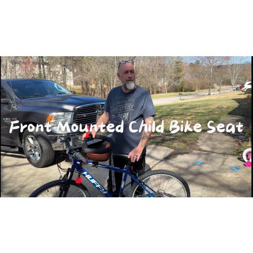 Front Mounted Child Bike Seat for Adult MTB–Interactive Toddler Bicycle Carrier with Full Guardrail,Foot Pedals & Removable Foot Straps,Height Adjustable for Kids 1–5 Years (Up to 55lbs)