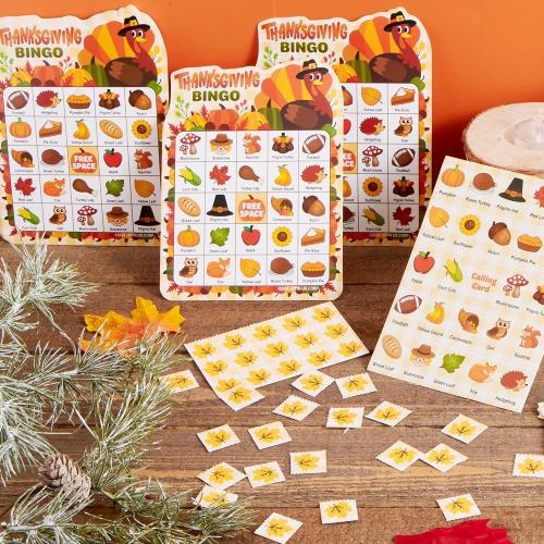 JOYIN 30 PCS Thanksgiving Bingo Game Cards for Kids Family Activities, Party Card Games, School Classroom Games, Turkey Party Favors Supplies, Crafts, Stickers & Fall Crafts