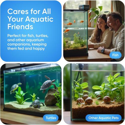 FISHNOSH Automatic Fish Feeder for Aquarium - New Generation 2026, Auto Food Dispenser with Timer for Small Tank, Big Aquariums & Pond (Blue)