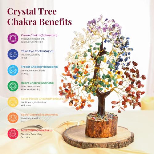 Crocon® 7 Chakra Crystal Tree of Life, Crystals & Healing Stones 10-12 inch