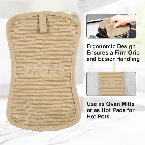 2packs All-Clad Premium Pot Holder & Hot Pad: Heat Resistant to 500 Degrees - 100% Cotton, 10x6.25 Hot Pad for Kitchen and Barbeque, (1-Pack), Cappuccino