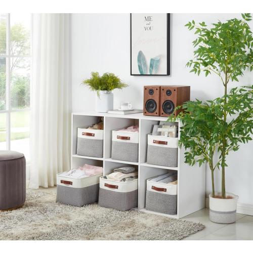 DECOMOMO Storage Baskets for Shelves - Fabric Closet Organizers and Storage Bins, Perfect Baskets for Organizing Closet Toys Nursery (Grey and White, XL - 3 Pack)